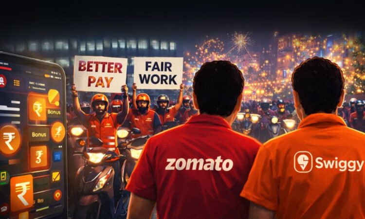 gig workers strike, gig workers protest, new year eve strike,