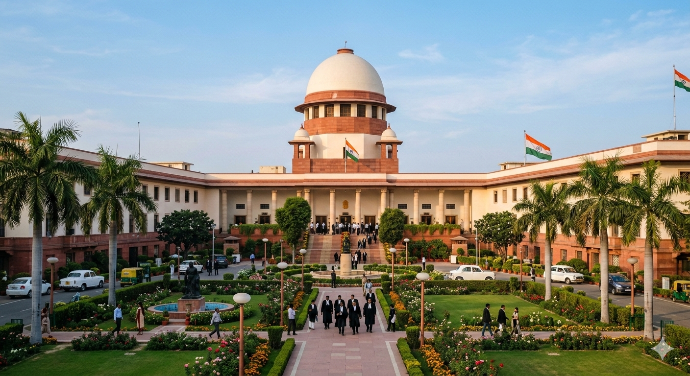 लोकसभा में पेश रिपोर्ट के अनुसार 2016–2025 के बीच सुप्रीम कोर्ट और हाई कोर्ट के जजों के खिलाफ 8,600 से अधिक शिकायतों से जुड़ी खबर का सांकेतिक चित्र।