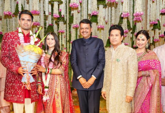 Arjun Tendulkar wedding ceremony in Mumbai with father Sachin Tendulkar attending the grand celebration