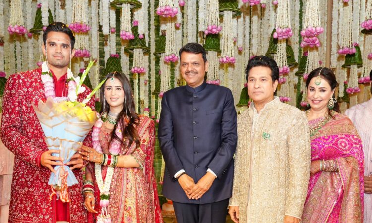 Arjun Tendulkar wedding ceremony in Mumbai with father Sachin Tendulkar attending the grand celebration