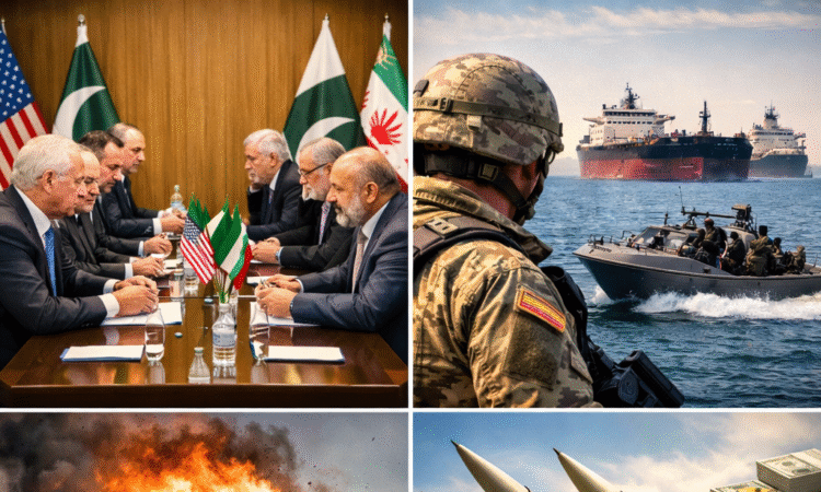 US Iran peace talks in Pakistan 2026, military tension, missile system, Strait of Hormuz conflict, global crisis image