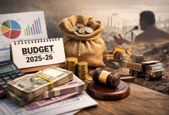 झारखंड बजट 2025-26 से जुड़ी प्रतीकात्मक तस्वीर, जिसमें वित्तीय दस्तावेज, कैलकुलेटर और सरकारी खर्च को दर्शाया गया है