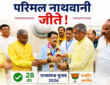 झारखंड राज्यसभा चुनाव 2026 में जीत के बाद परिमल नाथवानी को समर्थक बधाई देते हुए