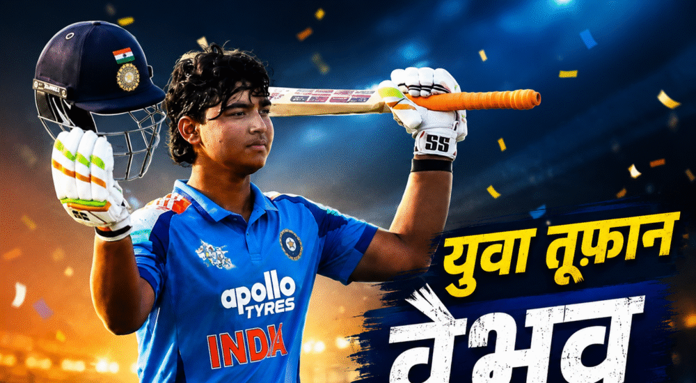 ट्राई-सीरीज फाइनल में बल्लेबाजी करते हुए वैभव सूर्यवंशी, जिन्होंने 29 गेंदों पर 94 रन की विस्फोटक पारी खेली।