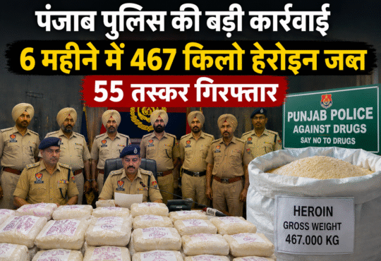 पंजाब पुलिस द्वारा जब्त की गई हेरोइन और नशा तस्करों के खिलाफ चलाया गया अभियान।
