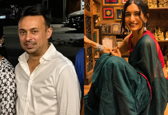 बेंगलुरु में व्यापारी वैशाख और कन्नड़ अभिनेत्री कृषि थपांडा की संयुक्त तस्वीर, जिनके घर पर व्यापारी की मौत के मामले की पुलिस जांच जारी है।