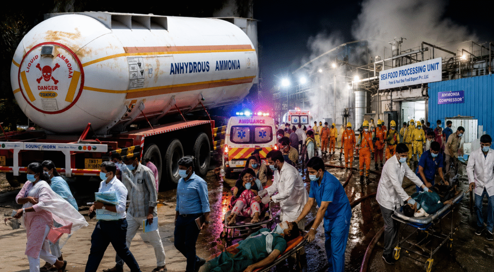 Ammonia gas leak at seafood factory in Tiruvallur Tamil Nadu