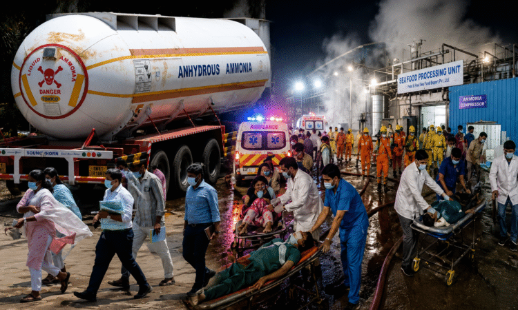 Ammonia gas leak at seafood factory in Tiruvallur Tamil Nadu