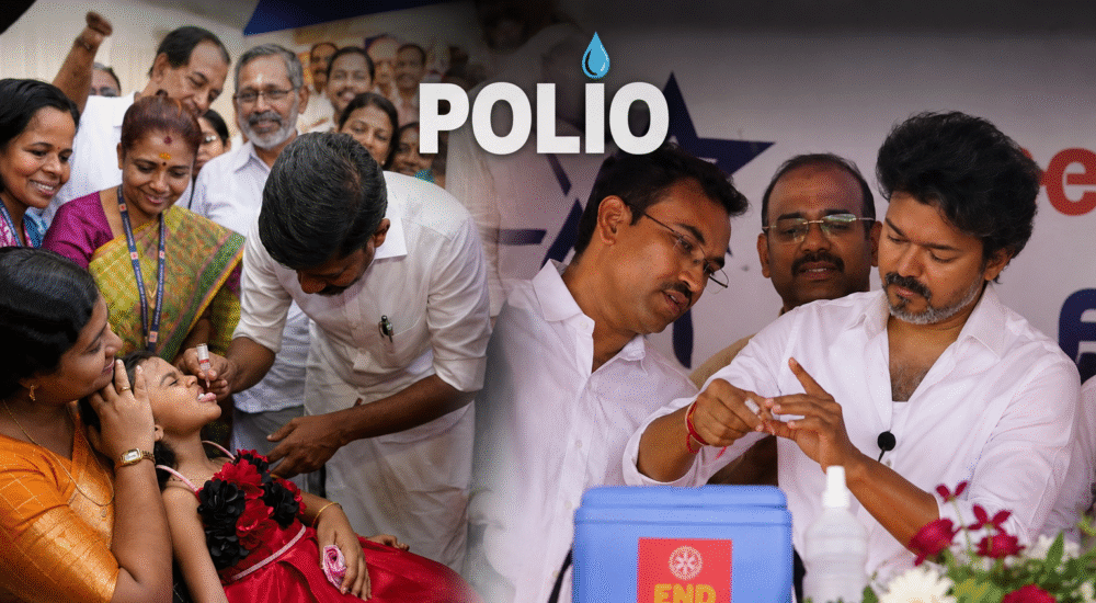 Children receiving oral polio vaccine during Pulse Polio Campaign in Thrissur