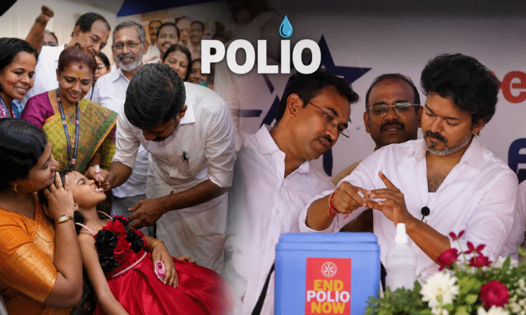Children receiving oral polio vaccine during Pulse Polio Campaign in Thrissur