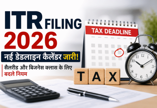 ITR Filing 2026 नई डेडलाइन कैलेंडर, सैलरीड और बिजनेस टैक्सपेयर्स के लिए नई ITR फाइलिंग अंतिम तिथियां दर्शाता हुआ ग्राफिक।