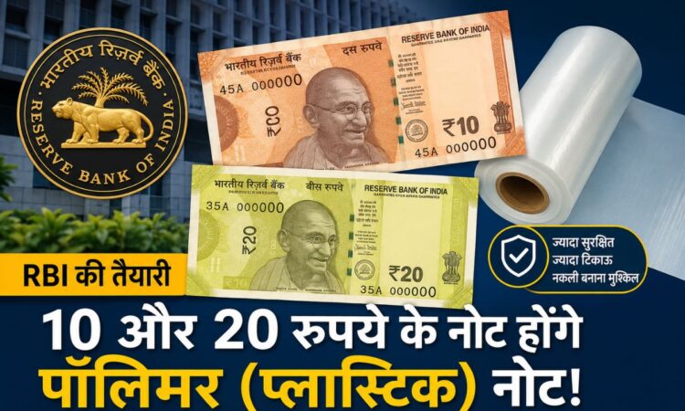 RBI द्वारा 10 और 20 रुपये के पॉलिमर नोट लाने की तैयारी को दर्शाती प्रतीकात्मक तस्वीर।