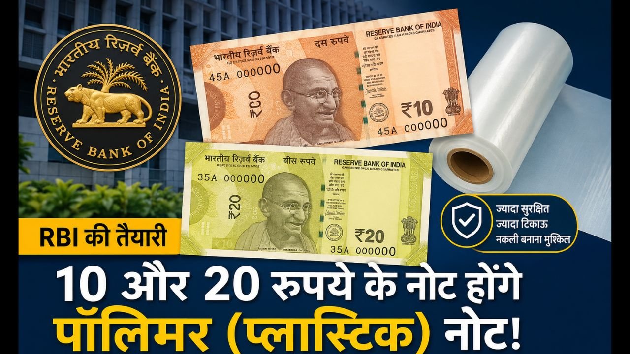RBI द्वारा 10 और 20 रुपये के पॉलिमर नोट लाने की तैयारी को दर्शाती प्रतीकात्मक तस्वीर।