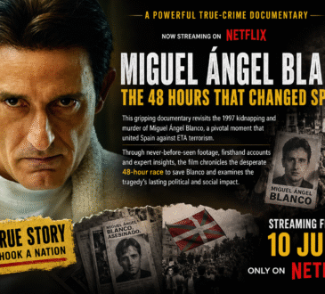 Netflix की ट्रू-क्राइम डॉक्यूमेंट्री Miguel Ángel Blanco: The 48 Hours That Changed Spain का पोस्टर।