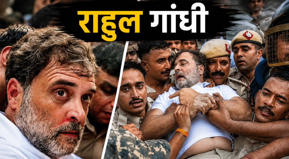 NEET पेपर लीक विरोध प्रदर्शन के दौरान प्रधानमंत्री आवास के बाहर राहुल गांधी को हिरासत में ले जाती दिल्ली पुलिस।