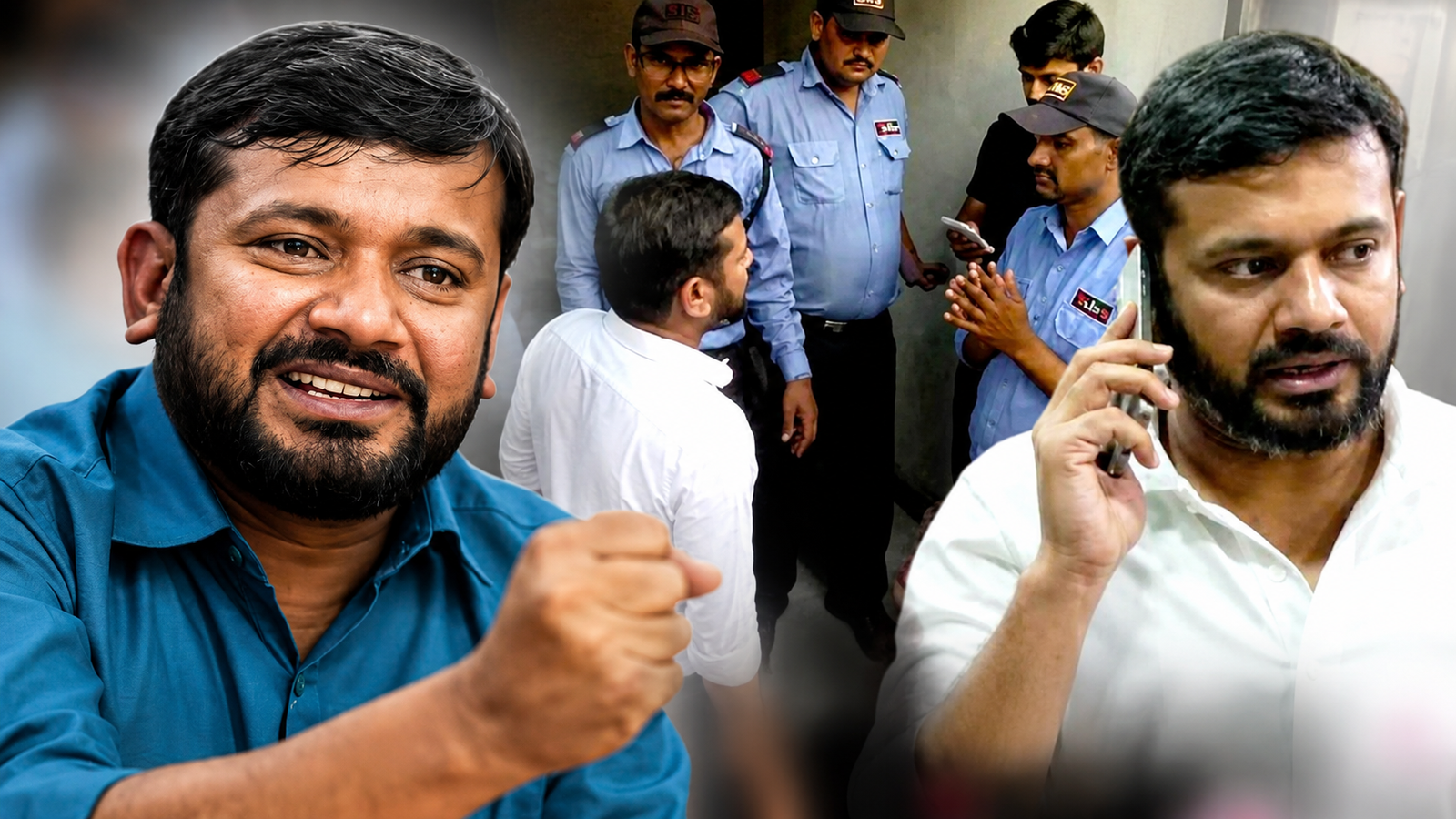 केरल हाउस विवाद के बाद दिल्ली पुलिस हिरासत में कांग्रेस नेता कन्हैया कुमार की संयुक्त तस्वीर।