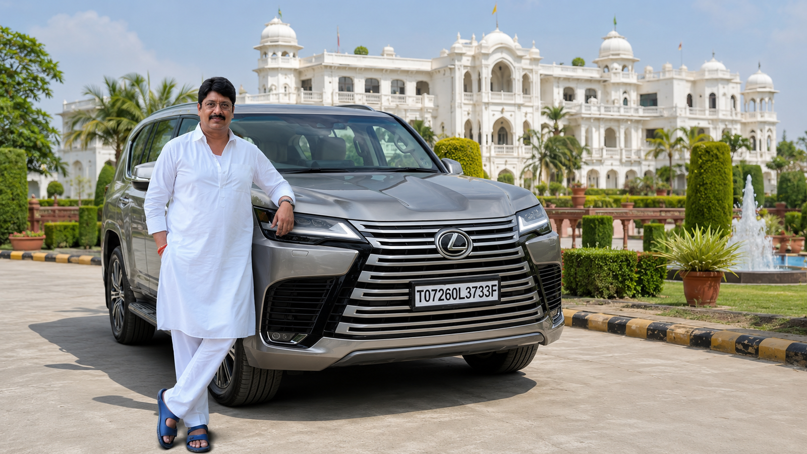 राजा भैया अपनी नई Lexus LX 500d अल्ट्रा लग्जरी SUV के साथ।