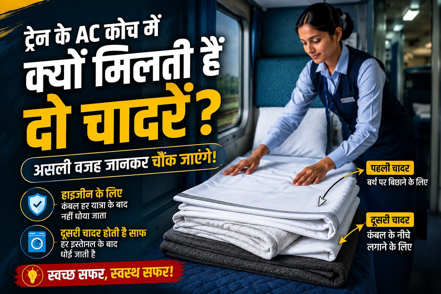 भारतीय रेलवे के AC कोच में यात्रियों को दिया जाने वाला बेडरोल जिसमें दो सफेद चादरें, कंबल और तकिया शामिल हैं।