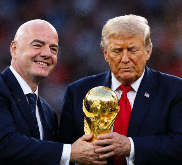 FIFA अध्यक्ष जियानी इन्फेंटिनो विश्व कप 2026 के बाद दिए गए विवादित बयान के दौरान।