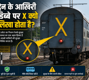 भारतीय रेलवे की ट्रेन के आखिरी डिब्बे पर बना X का निशान।