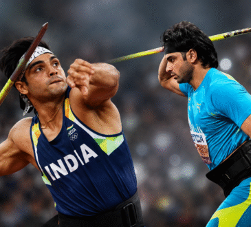कॉमनवेल्थ गेम्स 2026 जेवलिन क्वालिफिकेशन के दौरान नीरज चोपड़ा और अरशद नदीम।