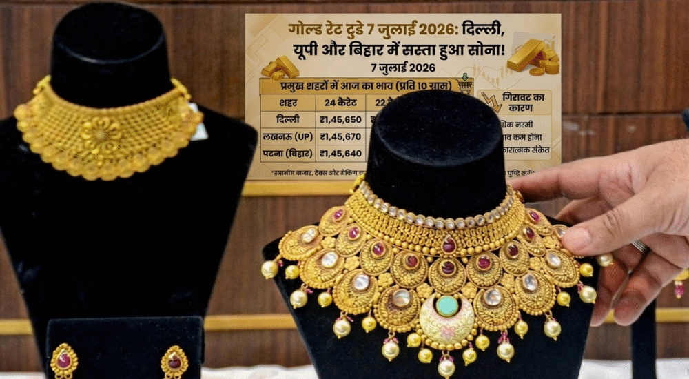 7 जुलाई 2026 का गोल्ड रेट, दिल्ली यूपी बिहार में 22 कैरेट और 24 कैरेट सोने का ताजा भाव