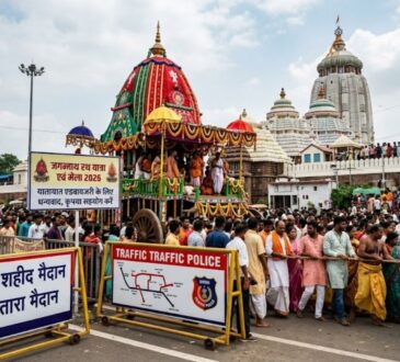 Ranchi Traffic Police arrangements and crowd management for Jagannathpur Rath Yatra 2026.