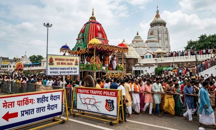 Ranchi Traffic Police arrangements and crowd management for Jagannathpur Rath Yatra 2026.