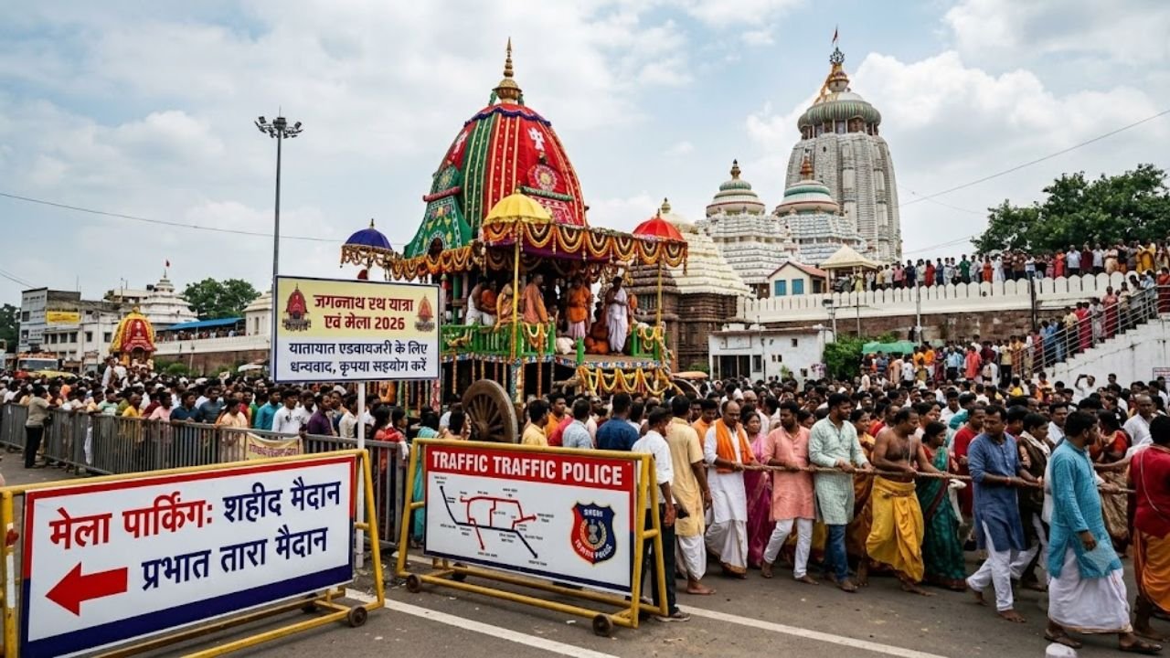 Ranchi Traffic Police arrangements and crowd management for Jagannathpur Rath Yatra 2026.