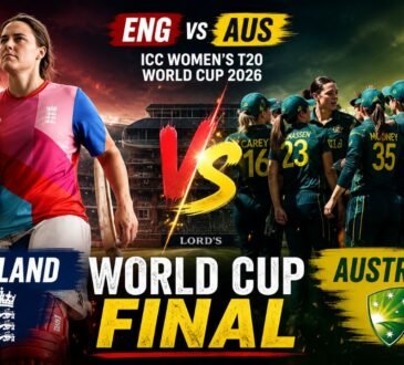 लॉर्ड्स में ICC महिला टी20 विश्व कप 2026 फाइनल से पहले इंग्लैंड और ऑस्ट्रेलिया महिला क्रिकेट टीम की प्रतीकात्मक तस्वीर