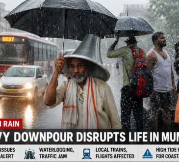 मुंबई और दिल्ली-एनसीआर में भारी बारिश के बीच IMD द्वारा जारी मौसम अलर्ट का दृश्य।