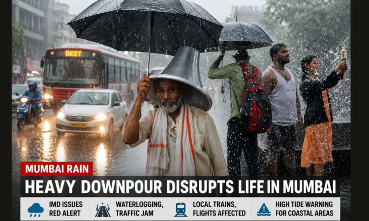 मुंबई और दिल्ली-एनसीआर में भारी बारिश के बीच IMD द्वारा जारी मौसम अलर्ट का दृश्य।