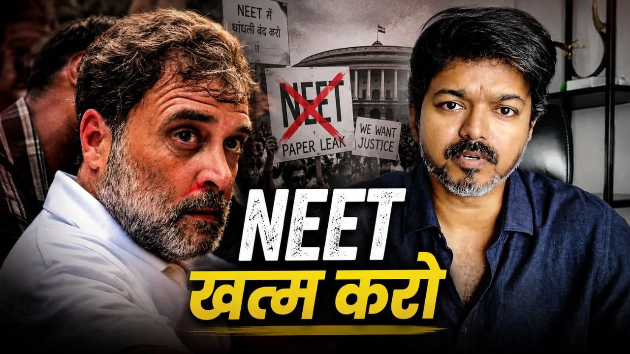 दिल्ली में राहुल गांधी की हिरासत पर प्रतिक्रिया देते हुए TVK ने लोकतंत्र पर हमला बताते हुए NEET खत्म करने की मांग दोहराई।