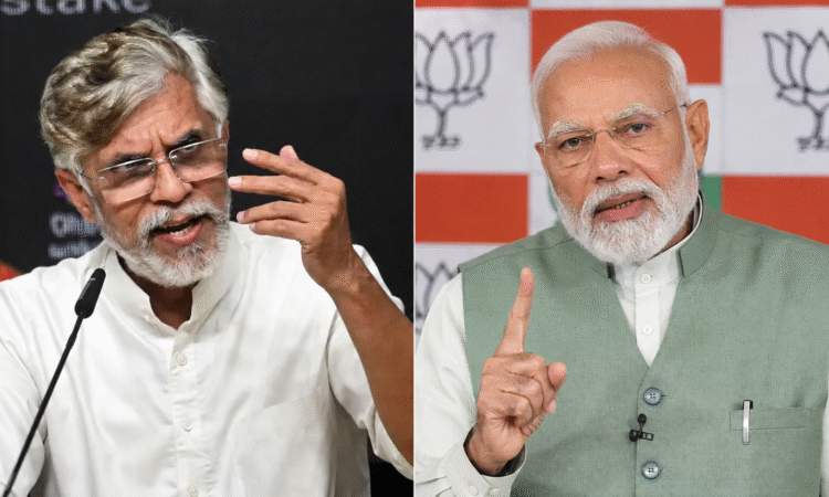 कांग्रेस नेता पवन खेड़ा और प्रधानमंत्री नरेंद्र मोदी की फाइल फोटो।