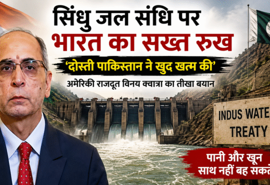 सिंधु नदी के किनारे भारत-पाकिस्तान जल संधि से जुड़ा प्रतीकात्मक दृश्य