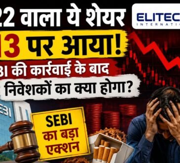 Elitecon International शेयर में भारी गिरावट और SEBI कार्रवाई को दर्शाती न्यूज इमेज