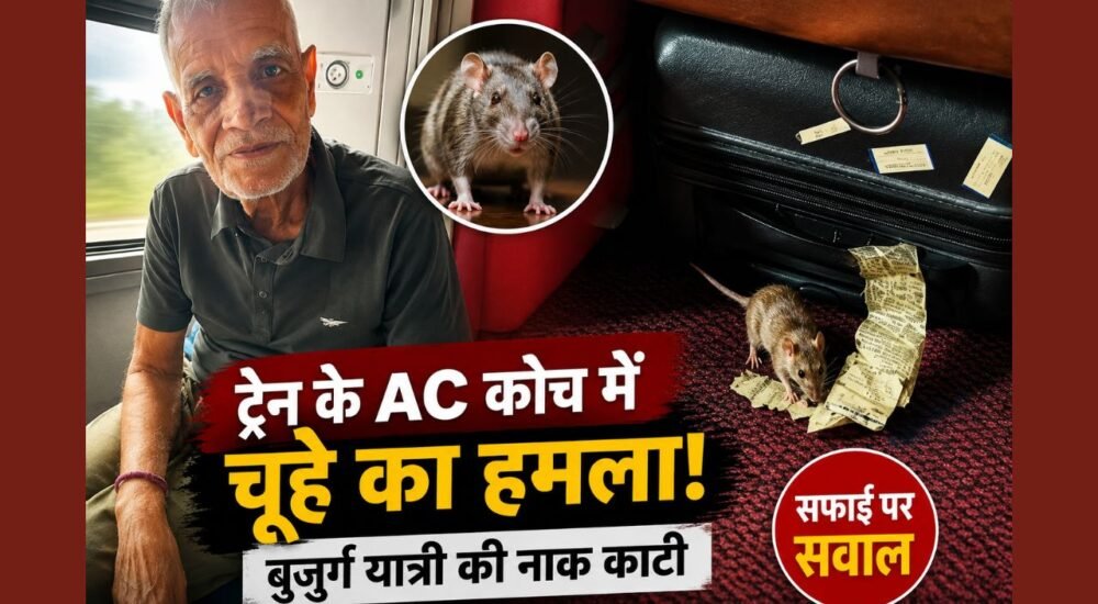 ऊना-इंदौर एक्सप्रेस के फर्स्ट AC कोच में चूहे के काटने की घटना को दर्शाती समाचार तस्वीर
