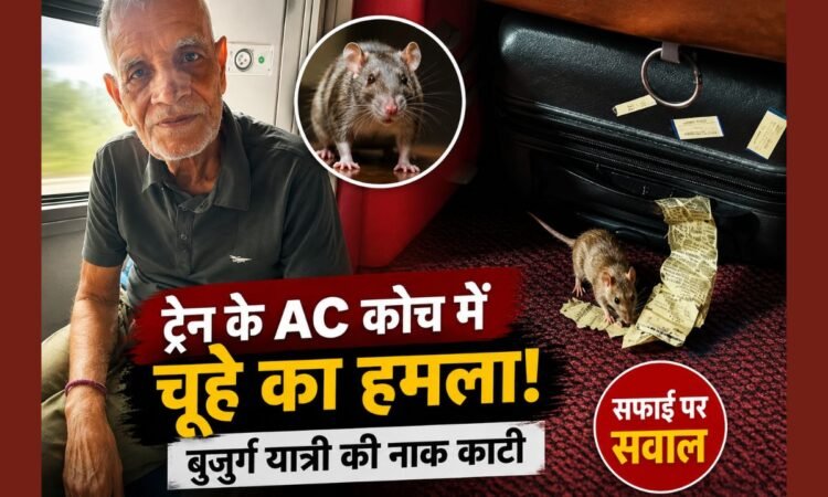 ऊना-इंदौर एक्सप्रेस के फर्स्ट AC कोच में चूहे के काटने की घटना को दर्शाती समाचार तस्वीर