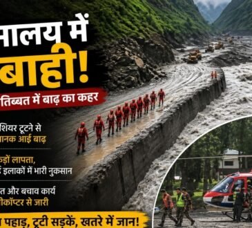 नेपाल-तिब्बत सीमा पर ग्लेशियर टूटने के बाद आई भीषण बाढ़ और तबाही