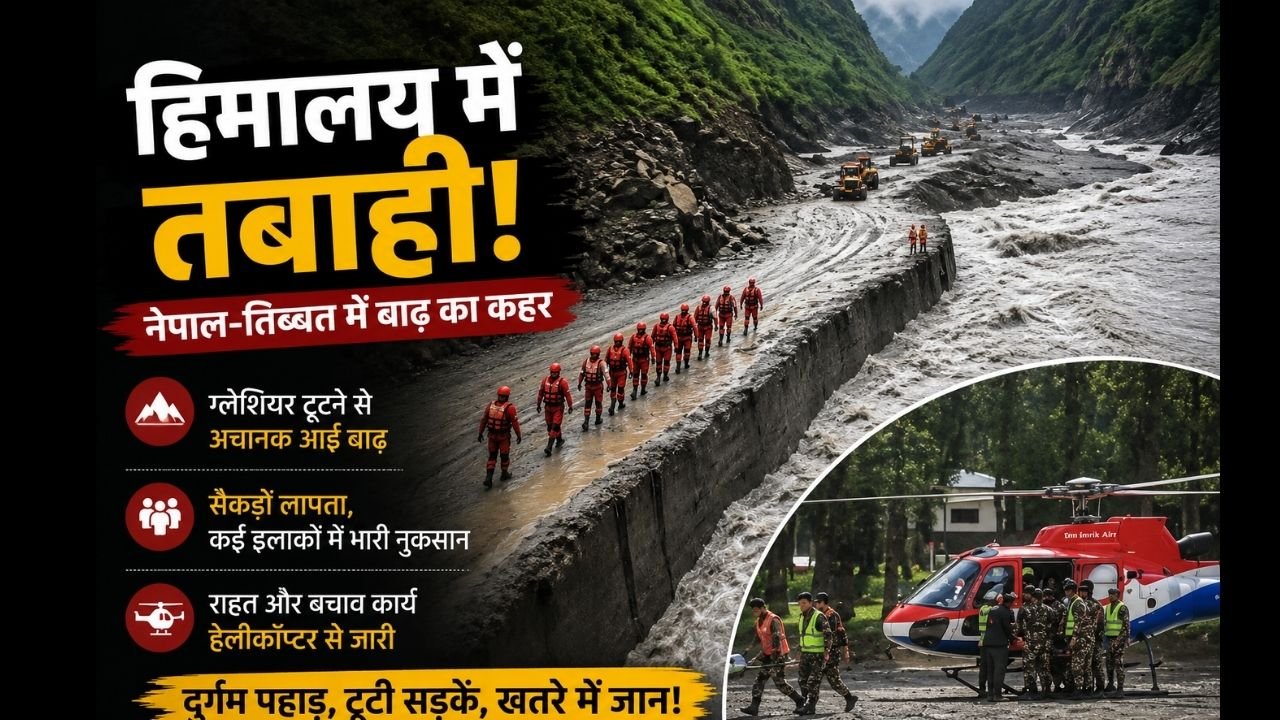 नेपाल-तिब्बत सीमा पर ग्लेशियर टूटने के बाद आई भीषण बाढ़ और तबाही