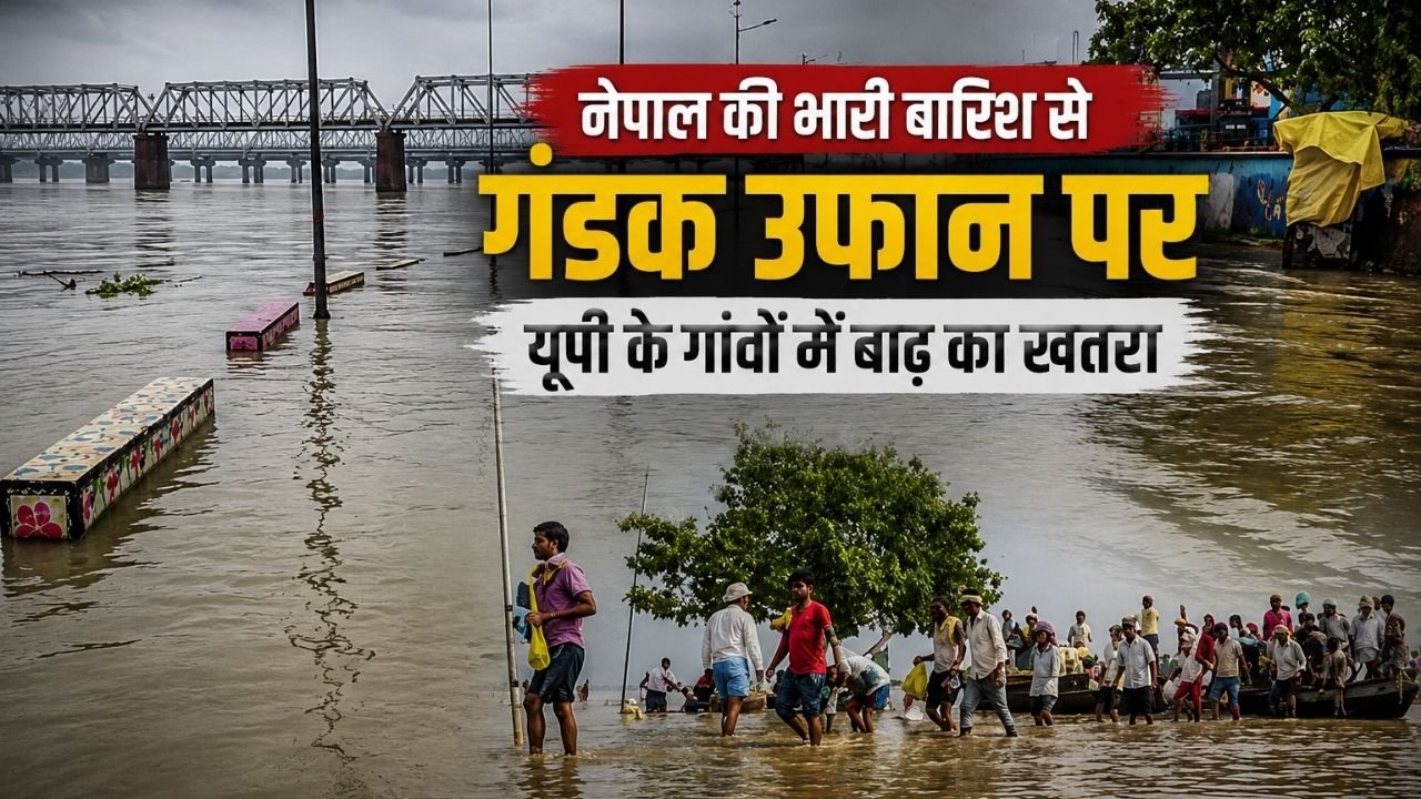 नेपाल में भारी बारिश के बाद बढ़े गंडक नदी के जलस्तर का प्रतीकात्मक दृश्य