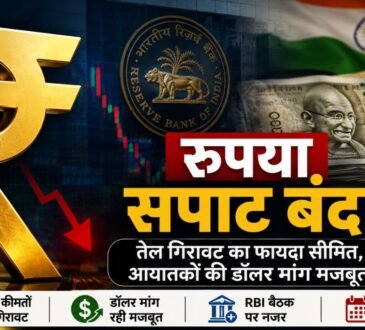 भारतीय रुपये का प्रतीक, डॉलर के मुकाबले रुपये की चाल और RBI मौद्रिक नीति से जुड़ी खबर।