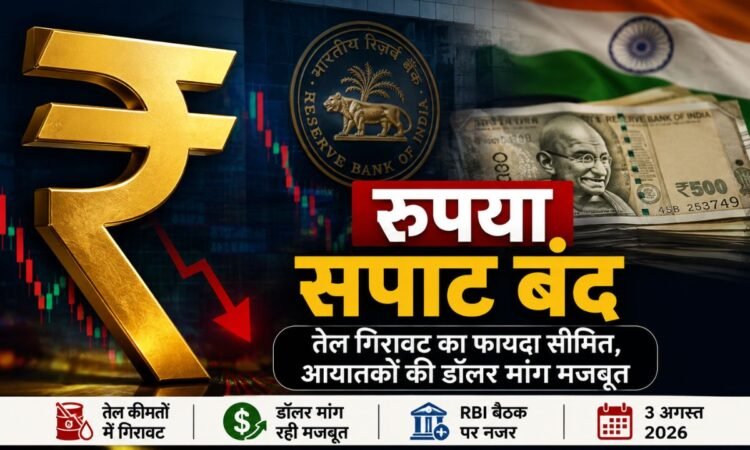 भारतीय रुपये का प्रतीक, डॉलर के मुकाबले रुपये की चाल और RBI मौद्रिक नीति से जुड़ी खबर।