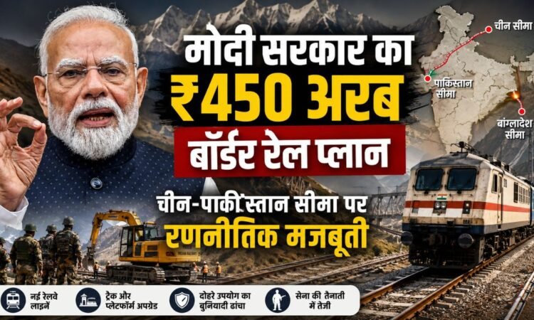 प्रधानमंत्री नरेंद्र मोदी की तस्वीर, भारत के सीमावर्ती क्षेत्रों में रेलवे इंफ्रास्ट्रक्चर योजना से जुड़ी खबर।