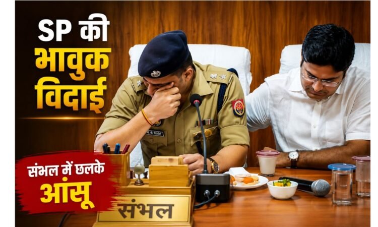 संभल SP KK बिश्नोई की भावुक विदाई के दौरान DM अंकित खंडेलवाल