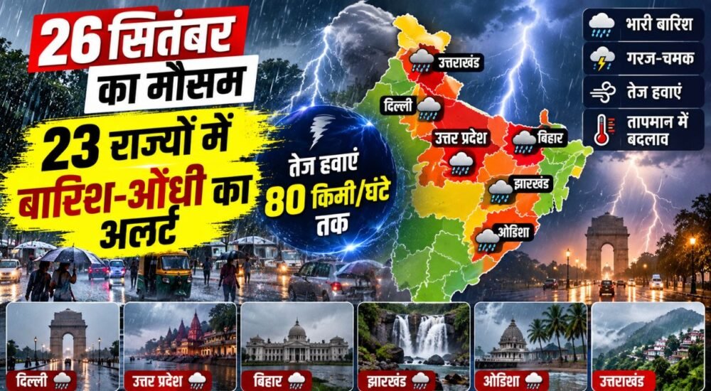 26 सितंबर 2026 के मौसम को लेकर IMD का भारी बारिश और आंधी का अलर्ट