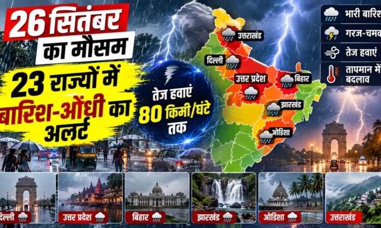 26 सितंबर 2026 के मौसम को लेकर IMD का भारी बारिश और आंधी का अलर्ट