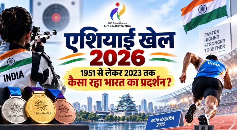 एशियन गेम्स में भारत के पदक रिकॉर्ड और खेलों के प्रदर्शन को दर्शाता ग्राफिक