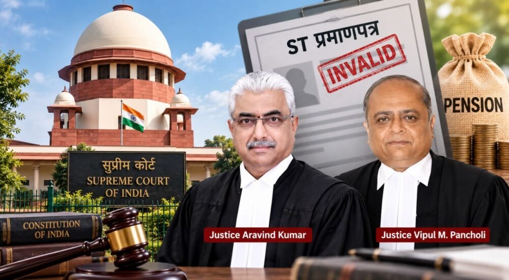 सुप्रीम कोर्ट के फैसले में अमान्य ST प्रमाणपत्र वाले रिटायर्ड कर्मचारी के पेंशन और रिटायरमेंट लाभ सुरक्षित रखने की खबर।