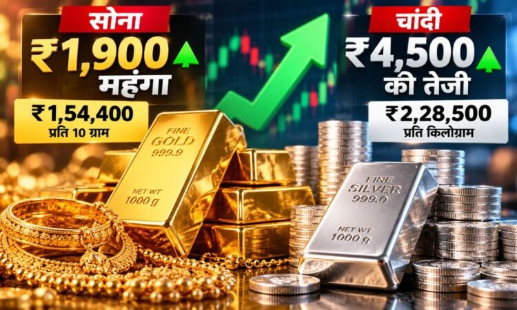 सोने की छड़ें और चांदी के सिक्के, सोना-चांदी के ताजा भाव में तेजी